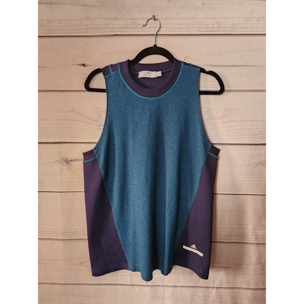 Adidas By Stella Mccartney Womens Tank Top Shirt Blue Sleeveless Crew Neck L